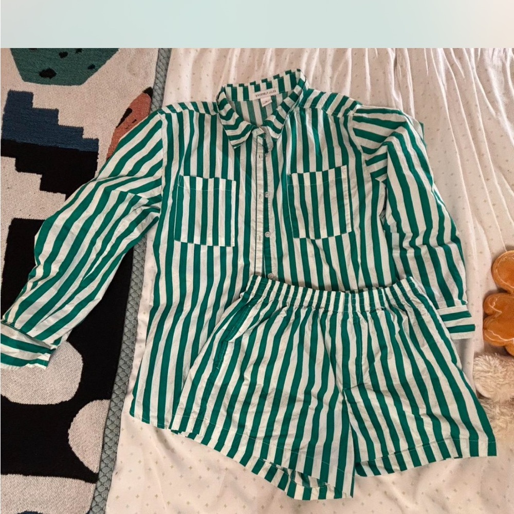 Sincerely Jules Green and White Striped Set